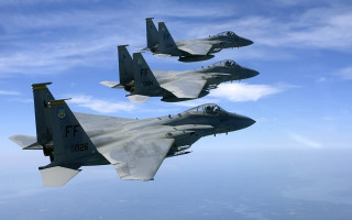 Fighter jets flying formation blue - bird free wallpaper