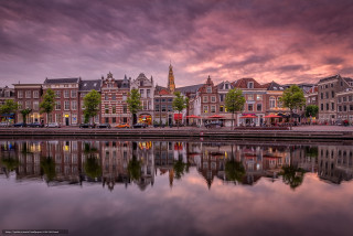City river buildings sunset dawn - the other side of it free wallpaper