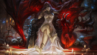 Woman white dress demon back - her back and a demon free wallpaper
