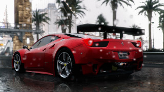 Red sports car rain palm - dennis flanders free wallpaper