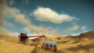 Red truck wheat field red - cinematic free wallpaper for desktop