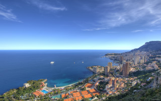 City ocean mountain boat sky 2 - the water and a mountain in the background free wallpaper