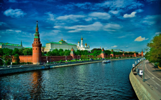 River boat city cloudscape matte - constructivism free wallpaper