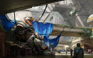 Futuristic man suit blue flag - craig mullins free wallpaper