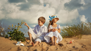 Boy girl beach book magic - a book in free wallpaper