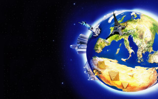 Space shuttle earth space stars - over the earth free wallpaper