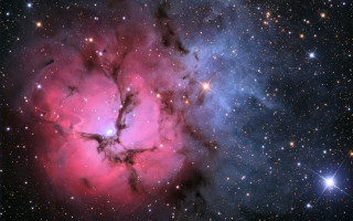 Starcluster pinkcenter blueclouds nebula space - a large star cluster in the sky free wallpaper