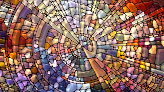 Stained glass window circular design 3 - center free wallpaper