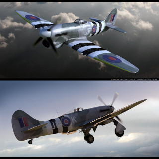Plane flying sky propeller aircraft - a detailed matte painting free wallpaper