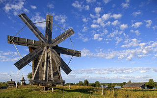 Windmill field sky clouds buildings - barthel bruyn free wallpaper