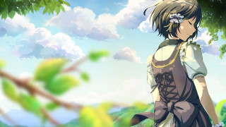 Gothic anime woman field clouds - the sky above her free wallpaper