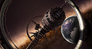Space station planet starfield aurora - a space station free wallpaper