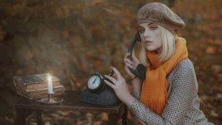 Woman hat scarf clock candle - anka zhuravleva free wallpaper