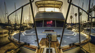 Boat dock sunset puzzle photorealism - sunrise time free wallpaper