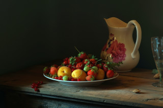 Bowl fruit table water glass - a bowl of fruit free wallpaper