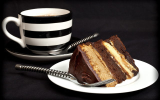 Cake plate fork coffee black - decadent free wallpaper