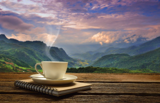 Coffee mountains valley view book - morning free wallpaper