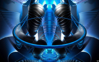 Blue biomechanical android wings psychedelic - biomechanical free wallpaper
