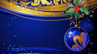 Blue christmas card gold border - a red ribbon free wallpaper