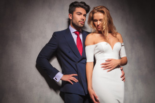 Formal fashion portrait man woman - their hipss free wallpaper