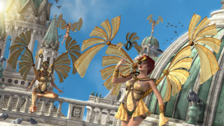 Dark skinned woman bird shoulder - a woman in a costume free wallpaper for desktop