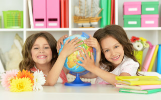 Girls globe books flower school - paris school free wallpaper