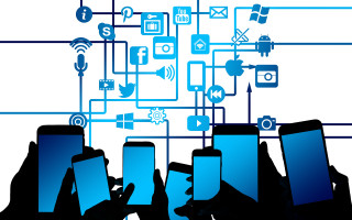 Futuristic social icons wireframe technology - social free wallpaper
