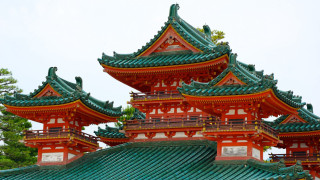 Large building green roofs trees - eishōsai chōki free wallpaper