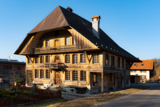 Wooden house black roof brown - arthouse free wallpaper