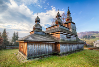 Medieval wooden tower building sky - a wooden building free wallpaper