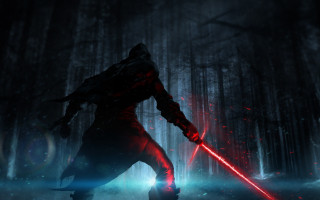 Dark forest lightsaber glowing star - cedric peyravernay free wallpaper