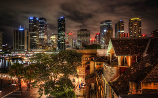City skyline night clouds architecture - tall building free wallpaper