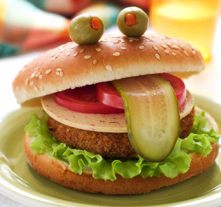 Sandwich pickles tomatoes lettuce arcimboldo - a stock photo free wallpaper