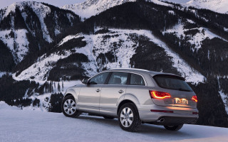 Silver car snowy mountain forest - a silver car free wallpaper