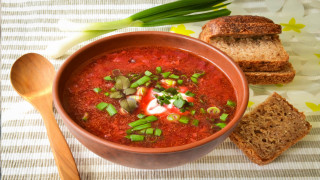 Soup bowl bread green onions - bread free wallpaper