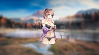 Woman bikini camera lake forest - a camera in front free wallpaper