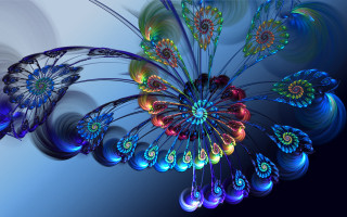 Colorful flower fractal blue black - analytical art free wallpaper