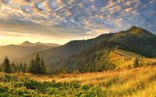 Grassy field mountain cloudy sky - a grassy field free wallpaper