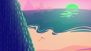 Beach green pink sky ocean - ocean free wallpaper