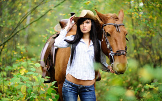 Cowgirl horse woods outdoors denim - a cowboy hat free wallpaper