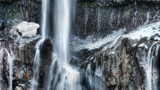 Waterfall ice rock face matte - a waterfall free wallpaper for desktop