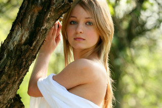 Eszter mattioni white dress tree - leaning free wallpaper