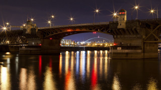 Bridge river city night lights 28 - a bridge over a river free wallpaper