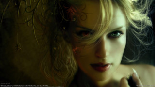 Gothic fantasy portrait green eyes - her finger free wallpaper