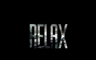 Relax person walking black background - international typographic style free wallpaper for desktop