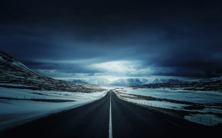 Long road mountains snow fence - a long road free wallpaper