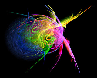 Colorful swirly generative mandelbrot glowing - the dark sky free wallpaper