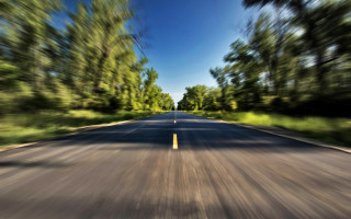 Blurry road trees sky movement - both side of it free wallpaper