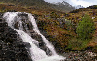 Waterfall mountain green tree snowy - adam bruce thomson free wallpaper