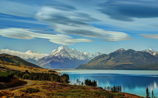 Mountain lake road clouds beautiful 2 - beautiful landscape free wallpaper